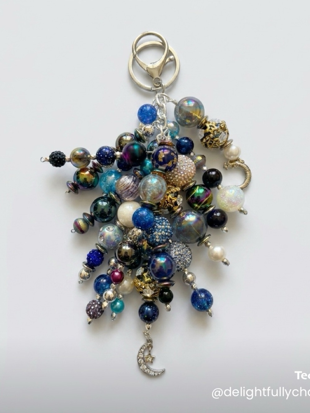 Delightfully Charmed Blue Cluster Keychain & Card Holder Charm